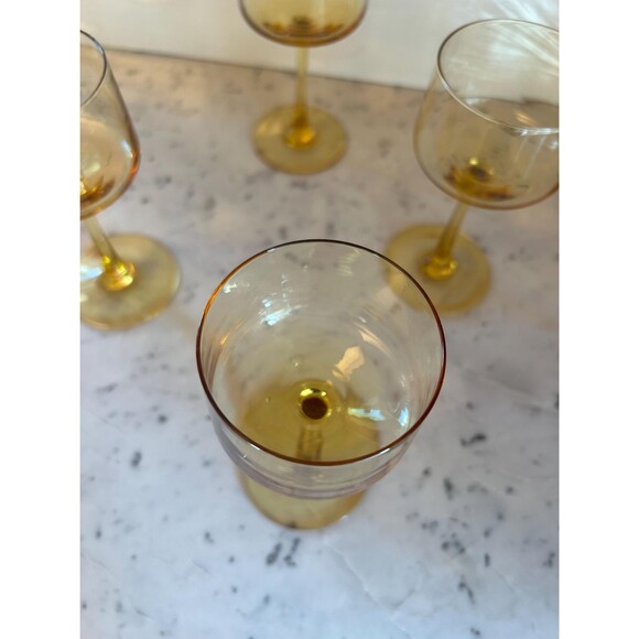 6 Italian Handblown Amber Apertif Glasses Possibly Carlo Moretti - Picture 6 of 10